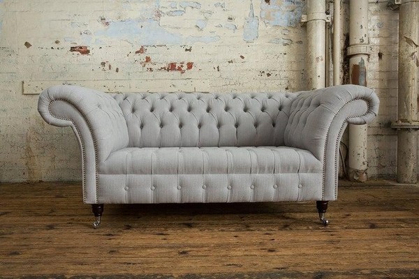 Chesterfield Textil Polster Sofas Design Sofa 2 Sitzer Sofa Luxus Stoffsofas Neu-image