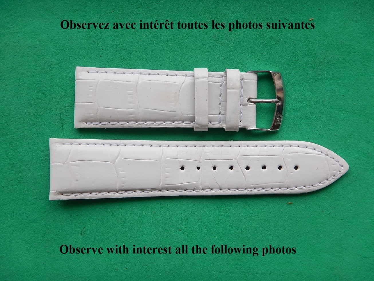 Bracelet de montre 24 mm blanc en cuir pour sublimer vos tenues d'été