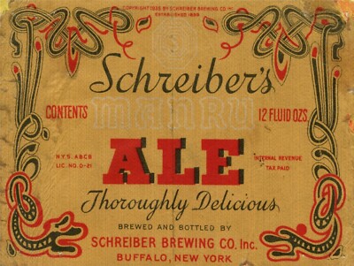 Schreiber's Manru Ale Beer Label 9'' x 12'' Metal Sign