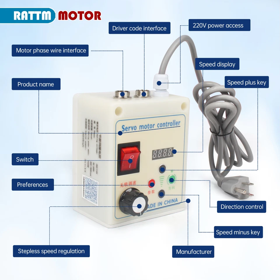 550W 750W 1100W 1.5KW 2.2KW Brushless AC Servo Motor Speed Controller CNC Kit - Image 3 of 4