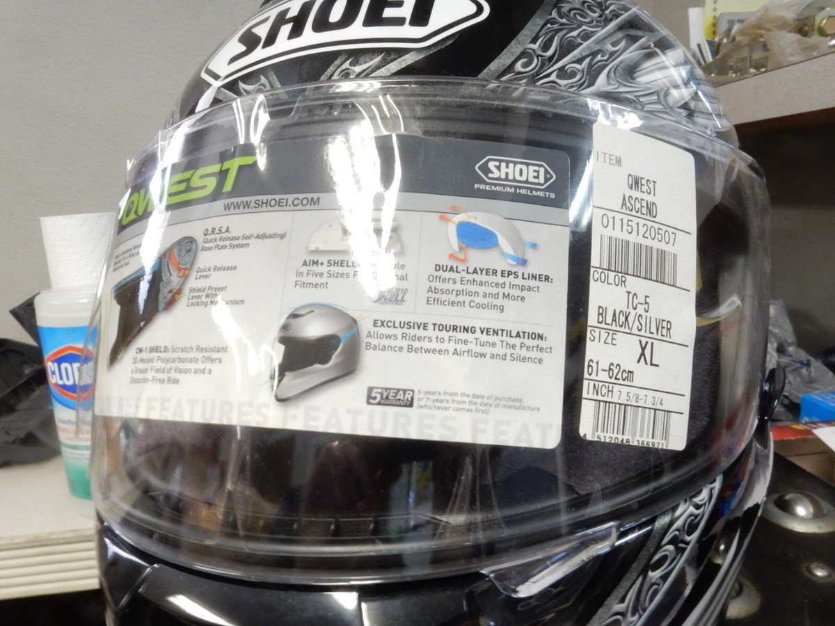 NOS Shoei Qwest Ascend TC-5 XL 61-62cm Full Face Helmet 0115-1205 