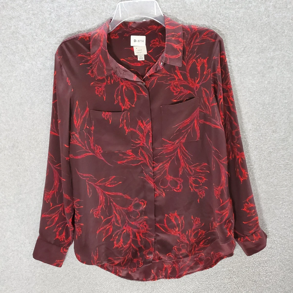 red floral blouse