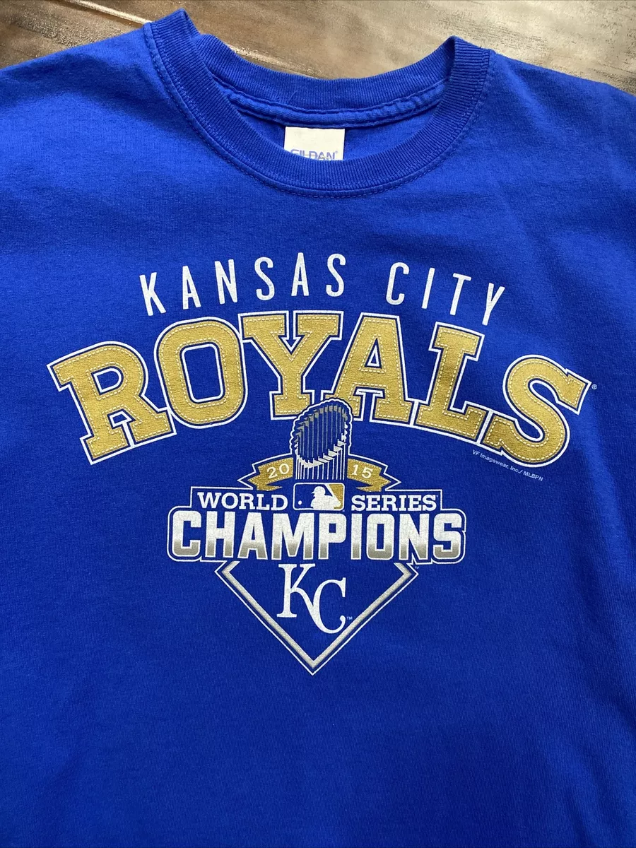 Kansas City Royals 2015 World Series Champions T Shirt Size Medium Blue