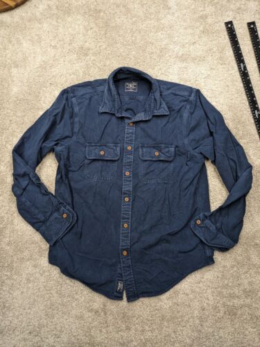 Abercrombie Fitch Flannel Shirt Mens Extra Large Muscle Button Down Navy Blue - Afbeelding 1 van 12