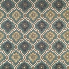 TEAL IVORY FLORAL TRELLIS CHENILLE UPHOLSTERY BROCADE FABRIC 56 in. BTY