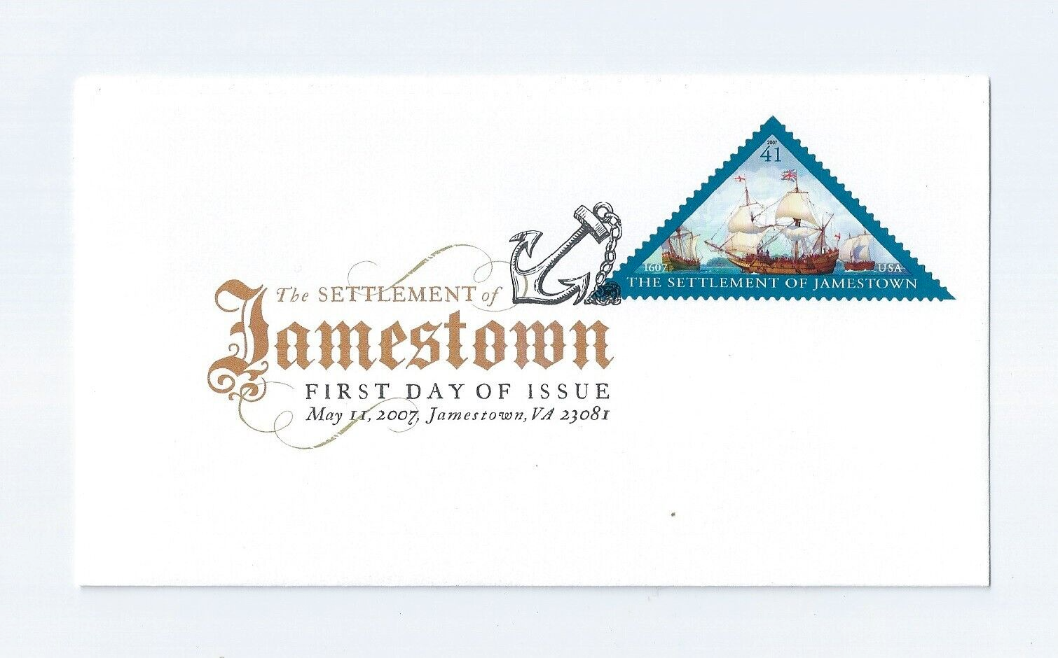 41c Settlement of Jamestown 400th anniv. Digital color FDC from USPS eBay