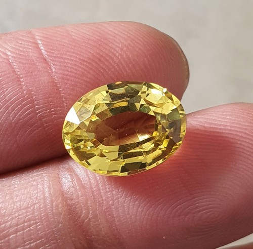 10.33 Ct Flawless AAA Ceylon Yellow Sapphire Oval Cut Lab Grown Loose Gemstone - Picture 3 of 8