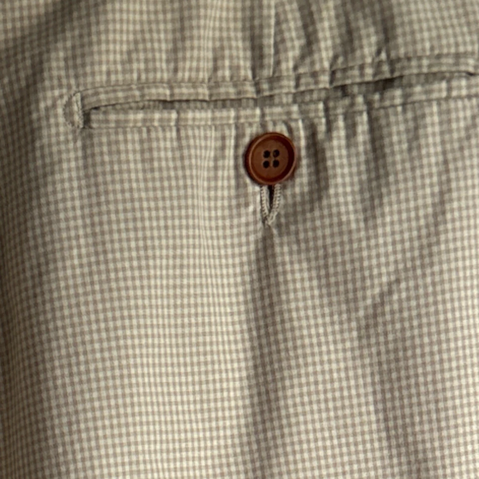 Pantalones cortos de golf Jeff Rose para hombre talla 40 entrepierna 9” plisados beige cuadros guinga Foto 4 de 4