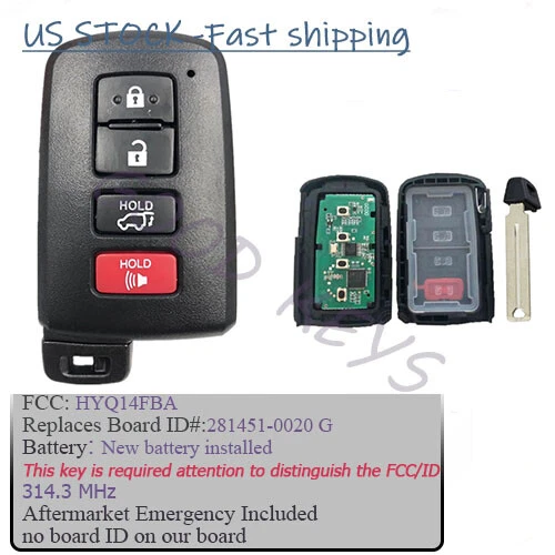 Mando a distancia Prox para Toyota RAV4 2013 14 15 16 17 2018 HYQ14FBA -G placa 0020 Foto 3 de 4