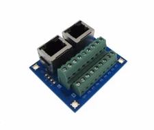 Dual RJ45 Ethernet Connector Breakout Board w/ LED Screw terminals 180 Vertical
