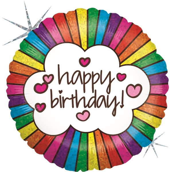Folienballon Happy Birthday Retro Rainbow Holo 45Cm Helium Geburtstag Geschenk-image