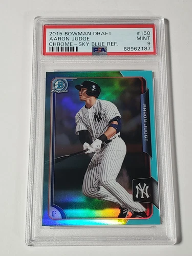 2015 Bowman Draft #150 Aaron Judge Chrome RC Sky Blue Refractor Mint PSA 9