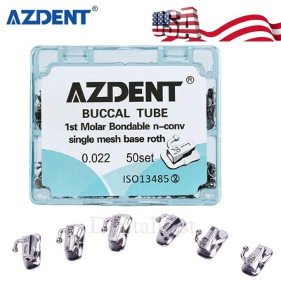 50set Dental Orthodontic Buccal Tube 1st Molar Roth 022 Bondable Non-convertible