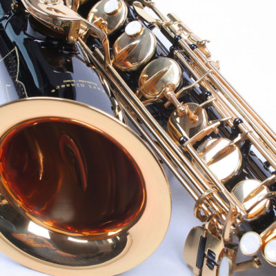 Karl Glaser Tenor Saxophon in Schwarz Gold, mit Koffer, Mundstück + Blättchen