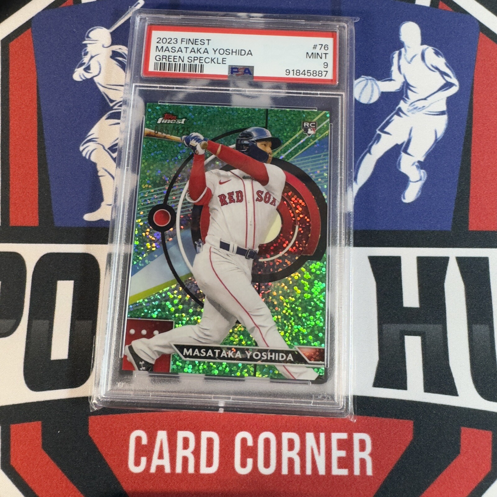 2023 Topps Finest Masataka Yoshida Green Speckle Rookie #’d/125 PSA 9