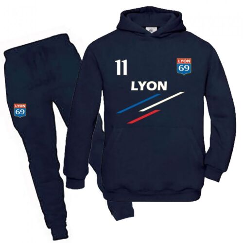 Jogging survêtement de foot Lyon rayures enfant - Zdjęcie 1 z 6