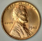 1942 One-Cent Lincoln Wheat Penny Uncirculated 1c Coin