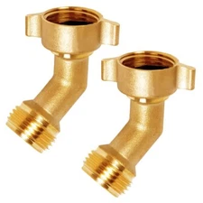 2pcs Brass 3/4" Ght Threaded 45elbow Swivel Garden Hose Connector Male To Female
