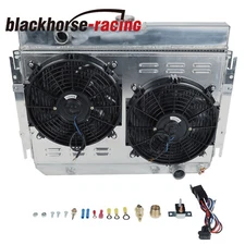 FOR 63-68 Chevy Impala/64-67 EL Camino 3 Row Aluminum Radiator+Shroud Fan+Relay