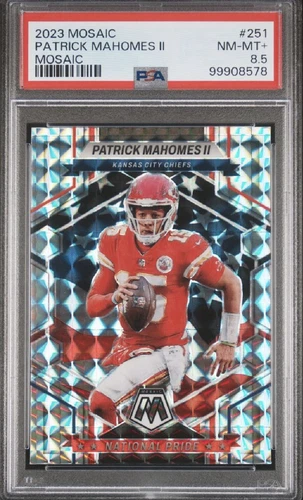PATRICK MAHOMES II 2023 Panini Mosaic National Pride Mosaic Prizm #251 PSA 8.5