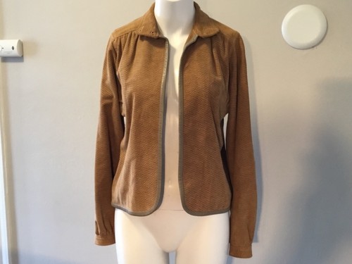 SAKS FIFTH AVENUE JACKET COAT SUEDE LIGHT BROWN SIZE 6 VTG - Picture 2 of 10
