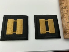 Pair Police,Law Enforcement Security Captain Bars  Collar Patch Subdued Yellow