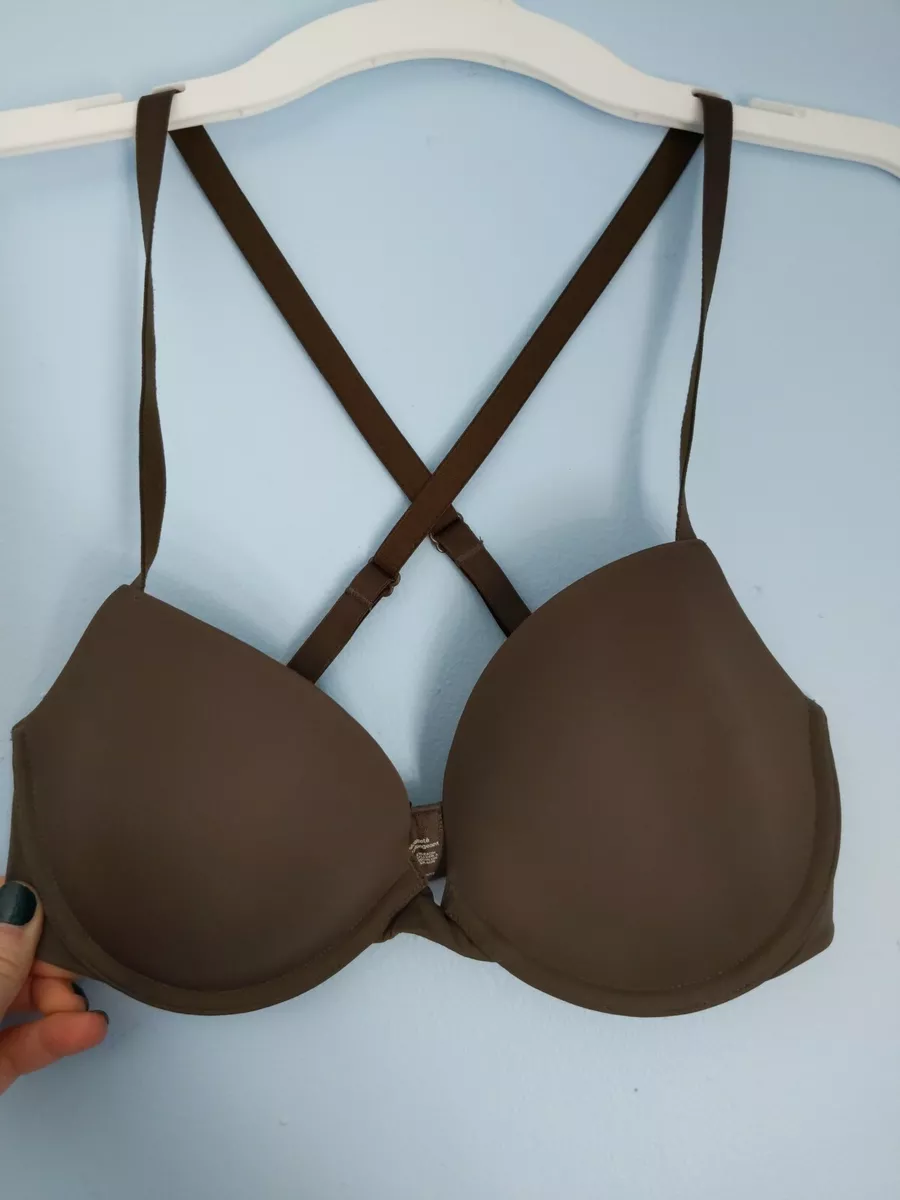 GAP BODY Favorite Demi Plunge Bra Womens Size 32D Grey/Brown *Convertible  Straps