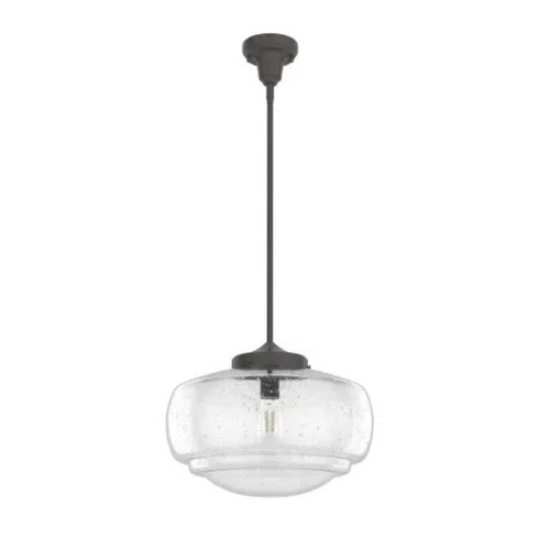 Hunter 19046 Saddle Creek Noble Bronze Clear Seeded Brass Pendant Light. New - Picture 1 of 7