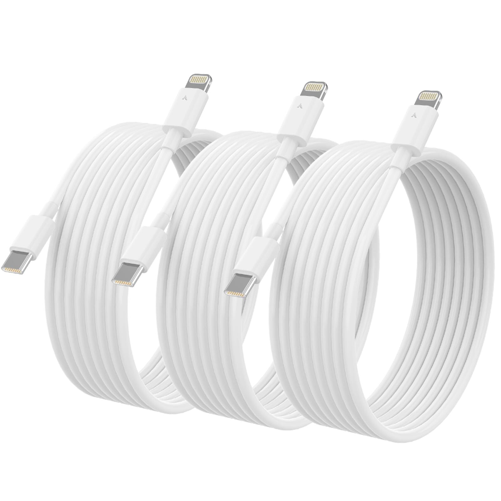USB C to Lightning Cable 3 Pack 6FT [Apple MFi Certified] iPhone Fast Charger...-image