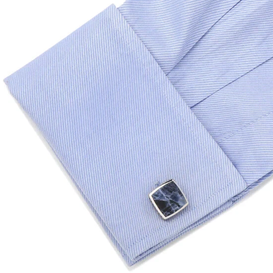 Gemelos clásicos de lapislázuli a escala Sterling Foto 3 de 4