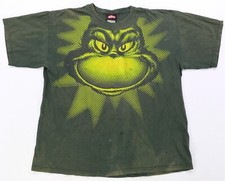 Rare VTG DR. SEUSS The Grinch Big Face Graphic T Shirt 2000s Christmas Green XL