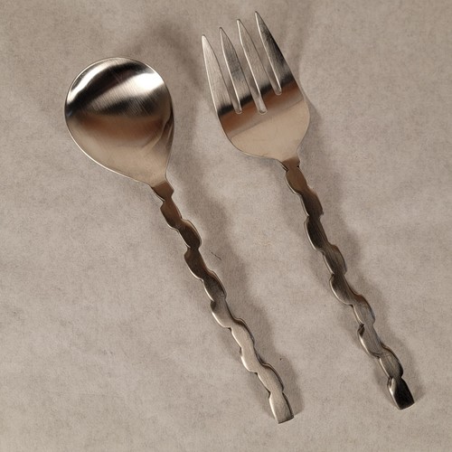 Shastra Puzzle geformt 2-teiliges Salatbesteck Set Servierlöffel und Gabel Metall - Bild 9 von 12