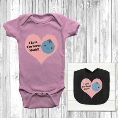 I Love You Berry Much Baby Grow Body Anzug Weste süßes Lätzchen 0-18 Monate Neugeborenes sehr