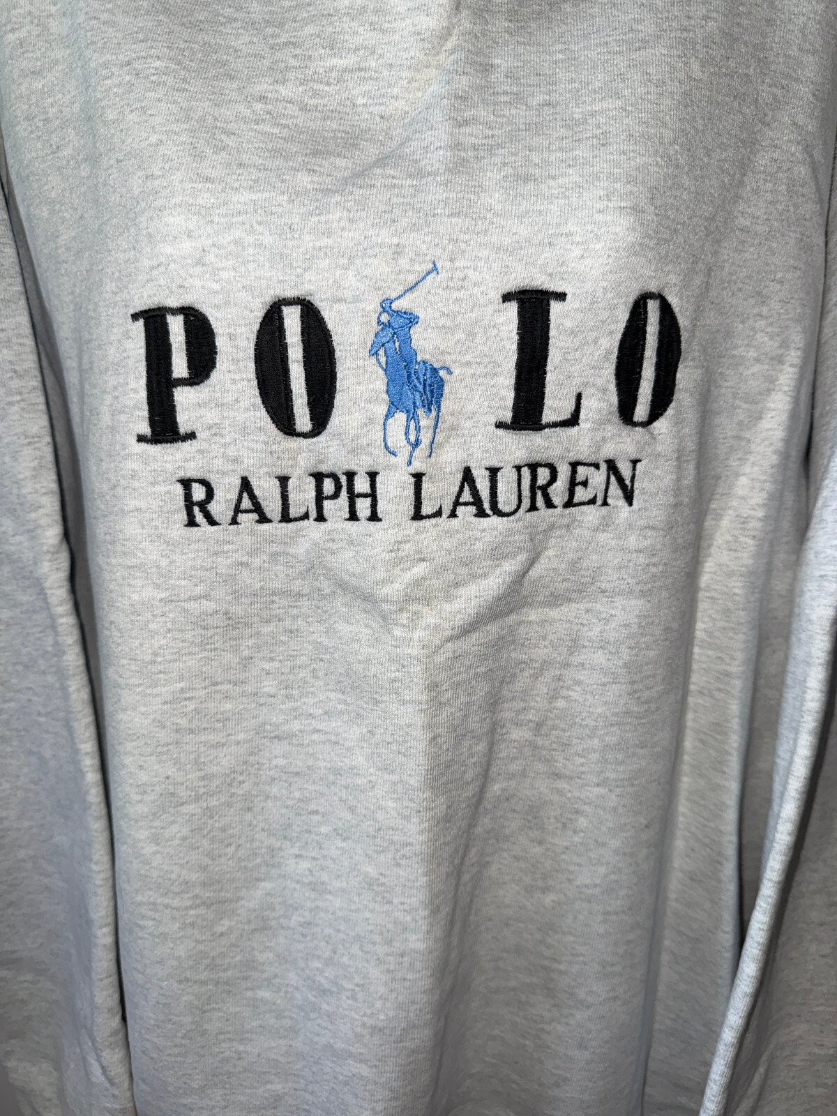 Polo Ralph Lauren vintage grande pony ricamata grigia girocollo felpa uomo XL