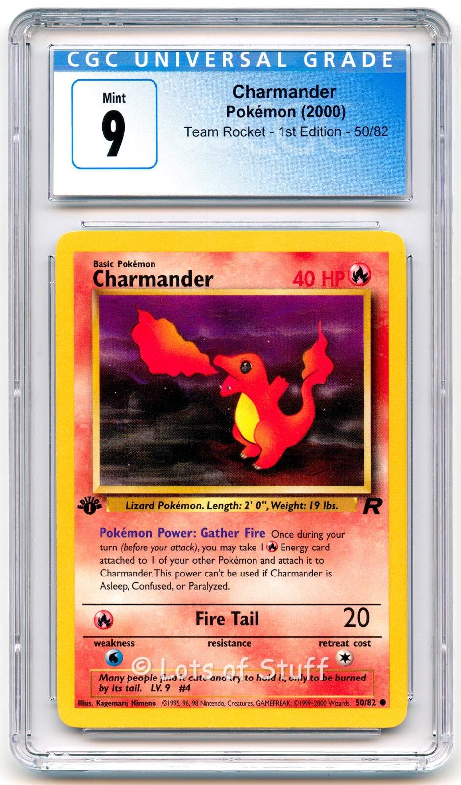 CGC 9 MINT Charmander Team Rocket 1st Edition 2000 Pokemon WOTC 50/82  -09