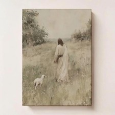 Jesus Leaves the 99 Bible Verse Wall Art, Christian Canvas, Lost Sheep Poster