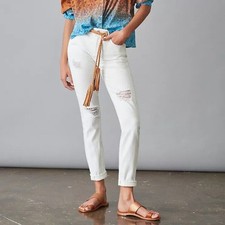 Pilcro Slim Boyfriend Distressed White Jeans Size 28