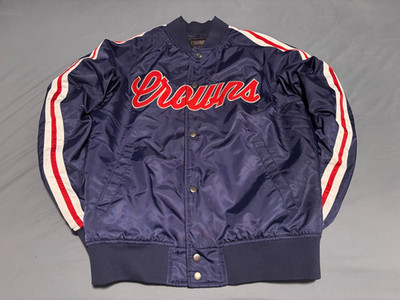 Navy Blue Vintage 80s ''Crowns'' Bomber Jacket - Men's