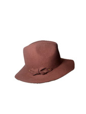Rust Felt Wide Brim Fedora Hat Vintage Style Wool Hat Adore Adjustable Sz: M