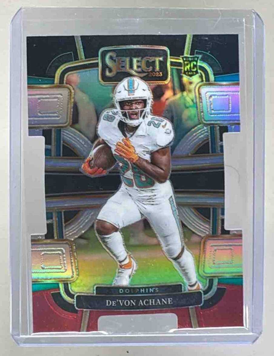 De'Von Achane 2023 Panini Select #63 Black and Red Prizm Die Cut RC Concourse