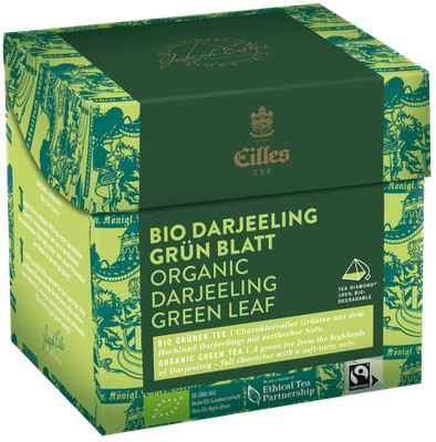 EILLES TEE Tea Diamond BIO DARJEELING GRÜN Blatt im Pyramidenbeutel, 20er Box