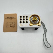 Retro Radio White Handheld Bluetooth With Charging Cord
