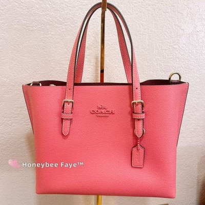 NWT Coach CV966 Mollie Tote Bag 25 Bright Coral（Free charm） | eBay