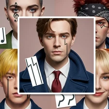 Magic  Mashle Anime Cosplay - Magic Temporary Tattoo Face Marks Mash Cosplay