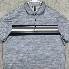Adidas Polo Shirt Mens XL Gray Golf Rugby Heather Performance Short Sleeve EUC