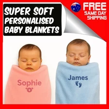 Super Soft Baby Blanket Personalised Newborn Boy Girl New born Swaddle Gift Gift