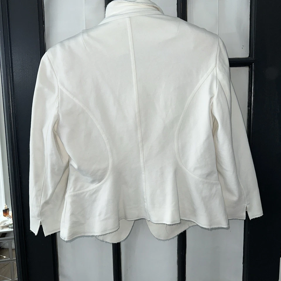 Chaqueta Akris Punto Invierno Blanca Manga Codo Recortada EE. UU. 12 Foto 3 de 4
