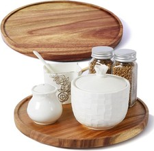 2 Pack 10-inch Acacia Wood Lazy Susan Organizers Lazy Susan Turntable Kitchen