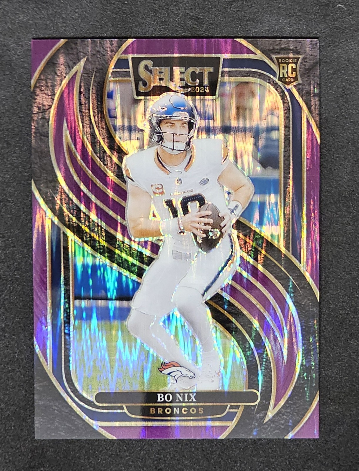 2024 Panini Select Football RC Bo Nix Premier Level Purple Shock /360