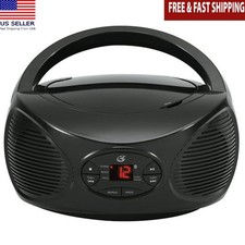 Bluetooth Wireless CD FM Radio Boombox Portable Audio Player AC Battery Black